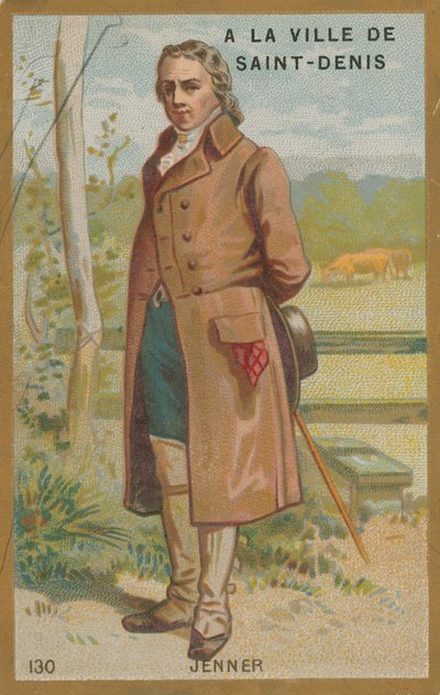 Edward Jenner, engelsk lege og oppdager av en vaksine mot kopper. av French School