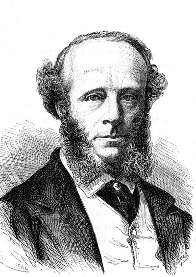 Edward Orange Wildman WITEHOUSE (1816-1890), engelsk elektroingeniør på den transatlantiske telegrafiske kabelen. Gravering 1868 av French School