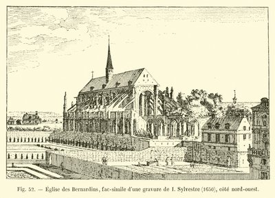 Bernardins kirke, faksimile av en gravering av I Sylvestre, 1650, nordvestkysten av French School