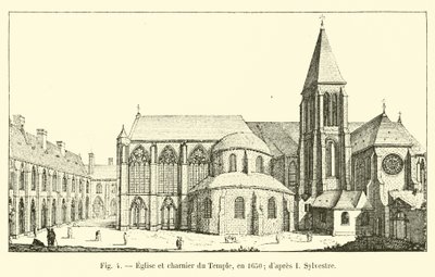 Templets kirke og karnelhus, i 1650; etter I Sylvester av French School