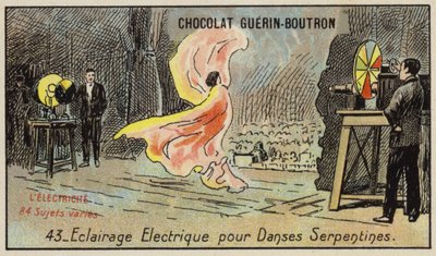 Elektrisk belysning for serpentindansen (chromolitho) av French School