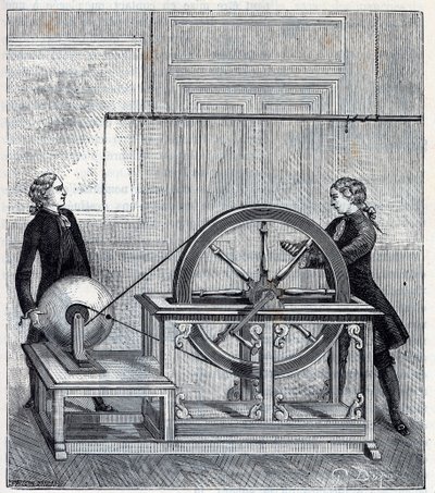 Elektrisk maskin (Generator) av Francis Hauksbee (1666-1713) perfeksjonert av Boze l