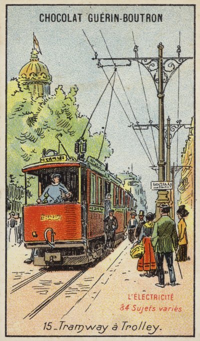 Elektrisk trikk (chromolitho) av French School