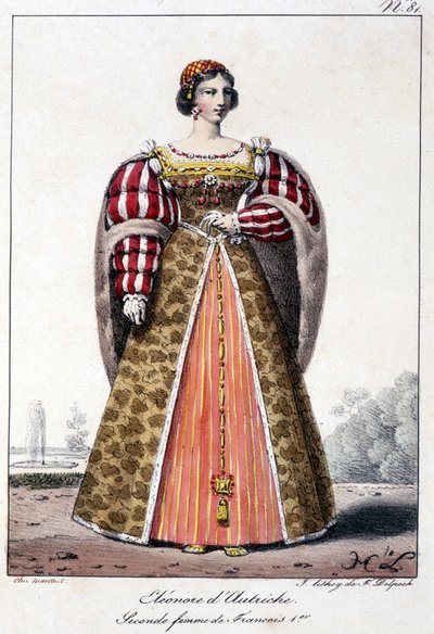 Eleonore av Østerrike (1498/1558), infante av Spania, kone til kong Manoel av Portugal og andre kone til Francois I, konge av Frankrike. av French School