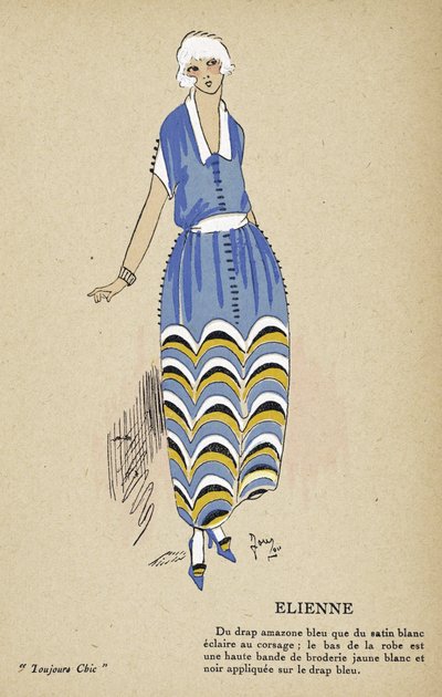 Elienne, fra Toujours Chic, pub.1921-22 (stensiltrykk) av French School
