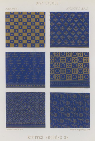 Broderte stoffer fra 1300-tallets Frankrike av French School