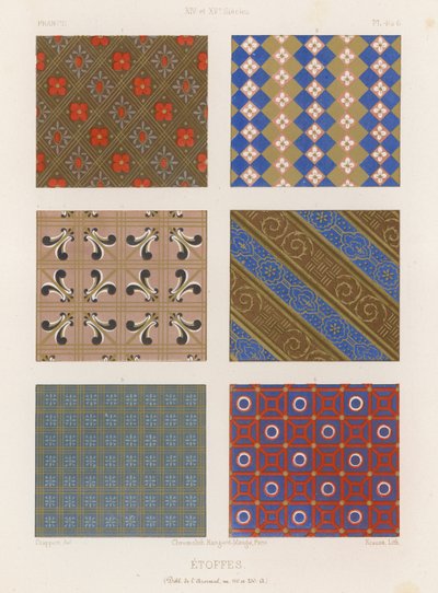 Broderte stoffer fra Frankrike fra 1400-tallet av French School