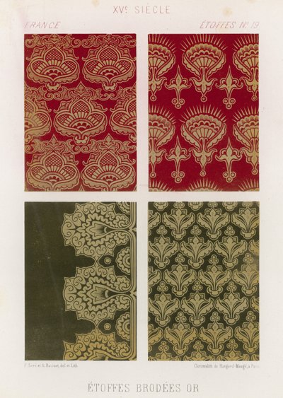 Broderte stoffer fra Frankrike fra 1400-tallet av French School