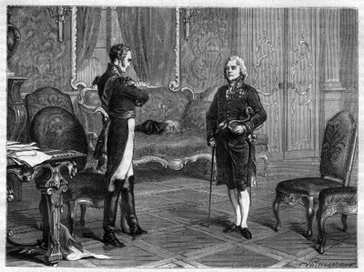 Keiser Alexander I av Russland (1777-1825) (Alexandre) med Charles Maurice de Talleyrand Perigord (1754-1838) av French School