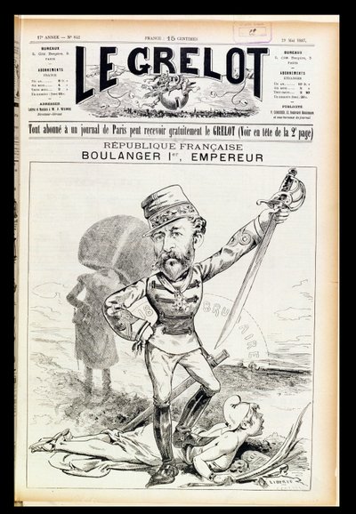 Keiser Boulanger den første, karikatur fra forsiden av Le Grelot, 29. mai 1887 av French School