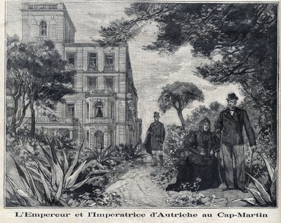 Keiser Francois Joseph I av Østerrike (1830-1916) og keiser av Østerrike Elisabeth Amelie av Wittelsbach kjent som Sissi (1837-1898) ved Cap Martin i Alpes-Maritimes-regionen i Provence-Alpes-Cote d