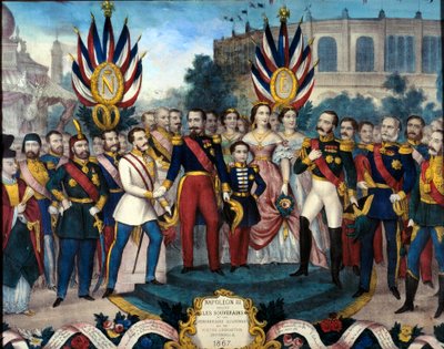 Keiser Napoleon III (1808-1873) mottok utenlandske suverener ved Universal Exposition Engraving i 1867 på 1800-tallet. Compiegne slottsmuseum av French School