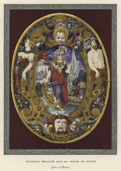 Emaljert skjold malt av Jean Decourt, 1500-tallet av French School
