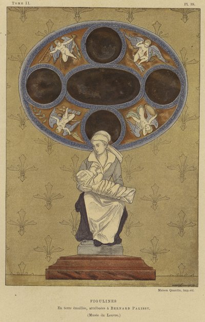 Emaljert keramikkfigulin tilskrevet Bernard Palissy, 1500-tallet av French School