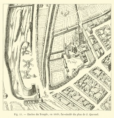 Tempelinnhegning, i 1609; faksimile av J Quesnels plan av French School