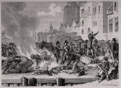 Engelske varer solgt eller brulees på grunn av den kontinentale blokaden pålagt Storbritannia av Napoleon av French School