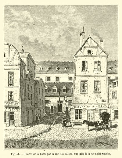 Inngang til La Force via rue des Ballets, utsikt tatt fra rue Saint-Antoine av French School