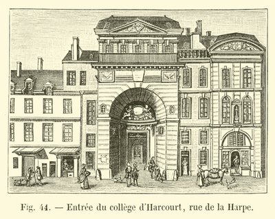 Inngang til Harcourt college, rue de la Harpe av French School