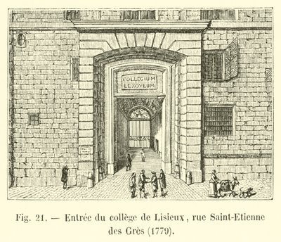 Inngang til høyskolen i Lisieux, rue Saint-Etienne des Gres, 1779 av French School