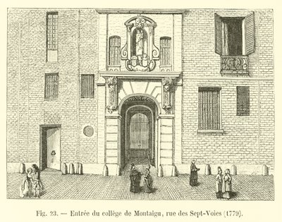 Inngang til høyskolen i Montaigu, rue des Sept-Voies, 1779 av French School
