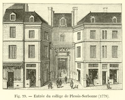 Inngang til college of Plessis-Sorbonne, 1779 av French School