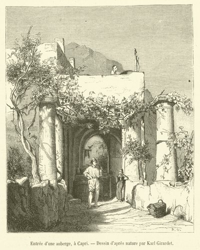 Inngang til et vertshus, i Capri (gravering) av French School