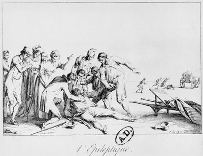 Epileptisk angrep på gaten, ca. 1800 av French School
