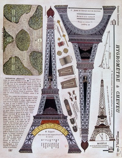 Epinal avbildning nummer 420 (Grande Construction) fra 1908 på Eiffeltårnet. av French School