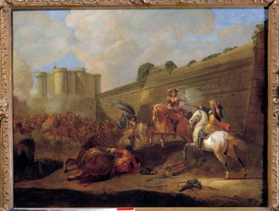 Episode de la Fronde i 1648-1652: kamp mellom to ryttere, faubourg Saint Antoine under veggene til Bastille counter-escarp Painting of the French School. 17. århundre. Sol 0,5x0,72 m av French School