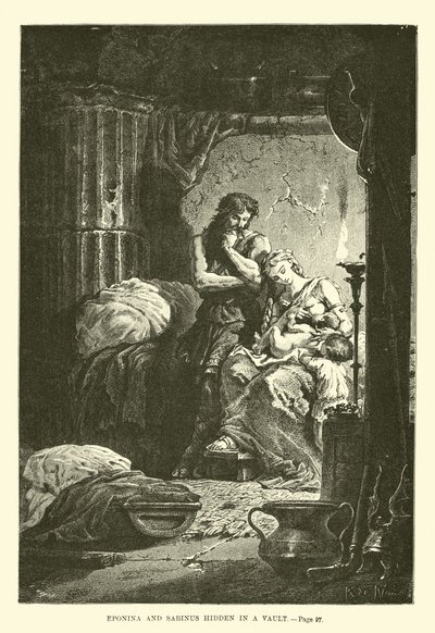 Eponina og Sabinus gjemt i et hvelv av French School