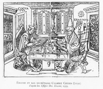 Erasmus og hans sekretær Gilbert Cousin (tresnitt) av French School