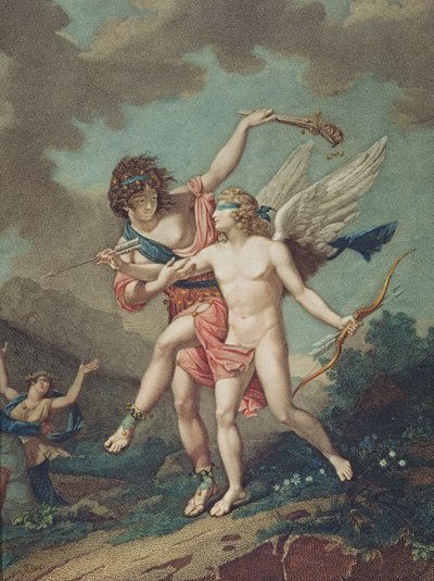 Eros ledet av Madness, gravert av Godefroy av French School