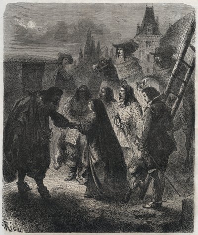 Rømning av Marie de Medicis (1573-1642) (Maria de Medici) fra slottet Blois 22. februar av French School