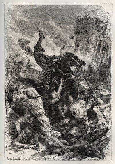 Eudes (Odon) (860-898), kongen av frankerne, leder kampen mot normannerne og forsvarer Paris (860-887) - Eudes (852-898) i kamp mot normannerne - "Frankrikes historie fortalte til mine barnebarn"" - av Francois Guizot - 1872-1876 av French School