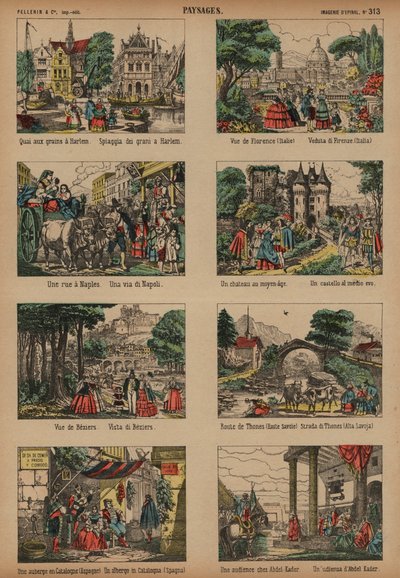 Europeiske scener (farget gravering) av French School