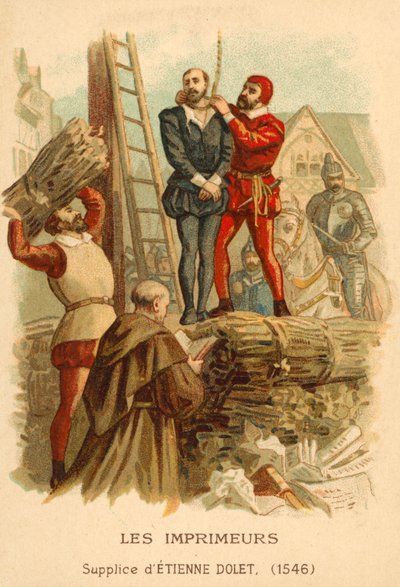 Henrettelse av Etienne Dolet, fransk lærd, oversetter og skriver, Paris, 1546 av French School