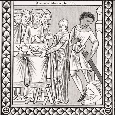 Henrettelse av St. Johannes døperen, etter en miniatyr i en salmebok fra St. Louis fra 1200-tallet, fra 