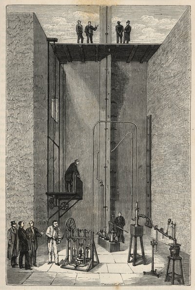 Erfaring med Henri Victor Regnault (1810 - 1878) - Henri-Victor Regnault ved College of France - Gravering i "" Vitenskaper satt for døren til alle - fysikk og kjemi"" av Alexis Clerc. Sent på 1800-tallet. Privat samling. av French School
