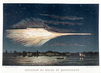 Eksplosjon av Quenngouck bolide (meteoritt) 27. desember 1857 - i "" Le Ciel"" av Amédée Guillemin, Paris av French School