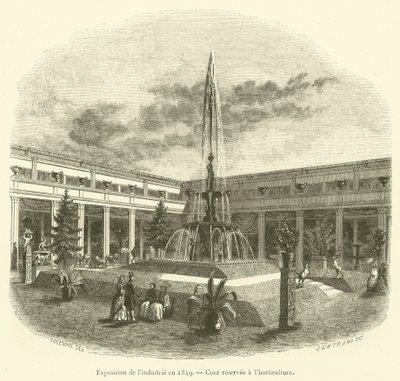 Utstilling av industri i 1849, gårdsplass forbeholdt hagebruk (gravering) av French School