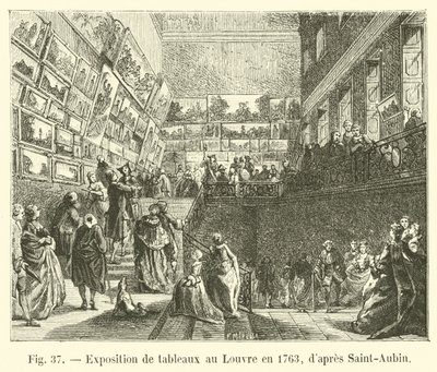 Utstilling av malerier på Louvre i 1763, etter Saint-Aubin av French School