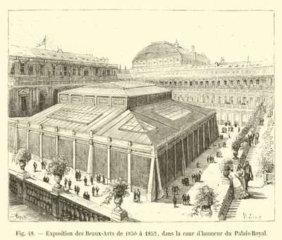 Utstilling av kunst fra 1850 til 1852, på gårdsplassen til Palais-Royal av French School