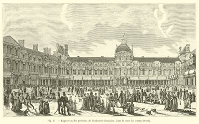 Utstilling av produkter fra fransk industri, i gårdsplassen til Louvre, 1801 av French School