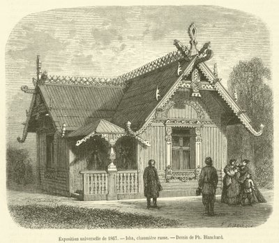 Universell utstilling fra 1867, Isba, russisk hytte (gravering) av French School