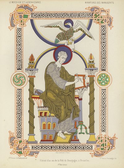 Utdrag fra et manuskript fra Royal Library of Belgium, Brussel (chromolitho) av French School