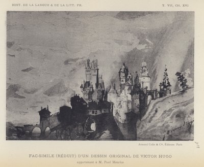 Faksimile (redusert) av en original tegning av Victor Hugo (litho) av French School