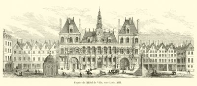 Fasade på Hôtel de Ville, under Louis XIII av French School