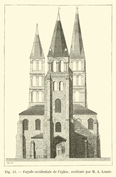 Vestlig fasade av kirken, restaurert av MA Lenoir av French School