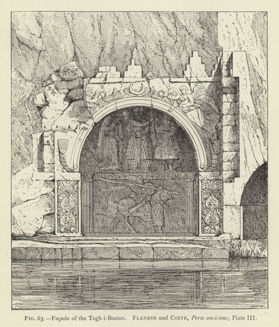 Fasade av Tagh-i-Bostan av French School