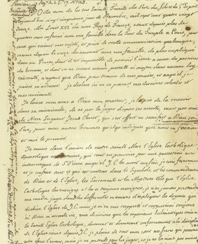 Faksimile av testamentet til Louis XVI av Frankrike av French School